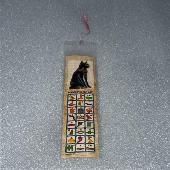 Hieroglyphic Alphabet Bookmark with Black Cat Design - Picture 1 of 2